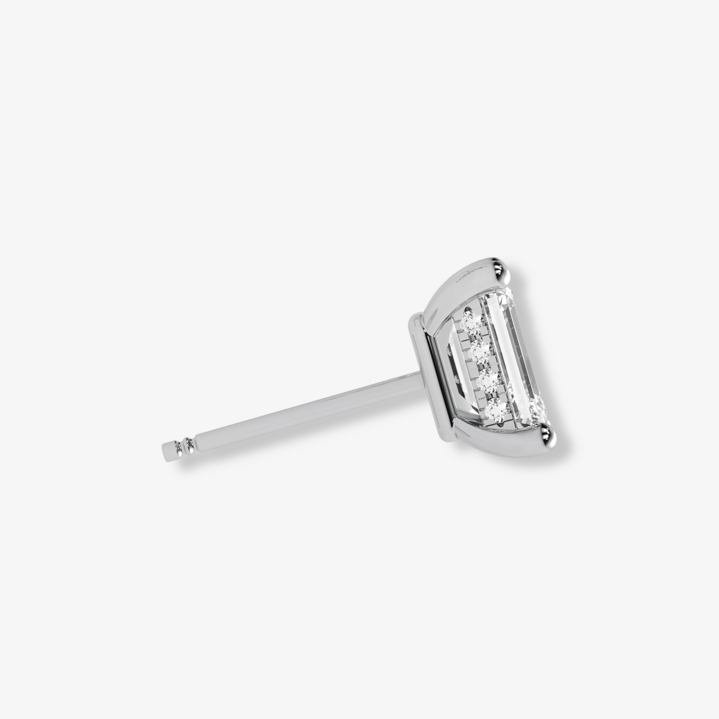 Comfort Fit Four Prong Emerald Cut Studs