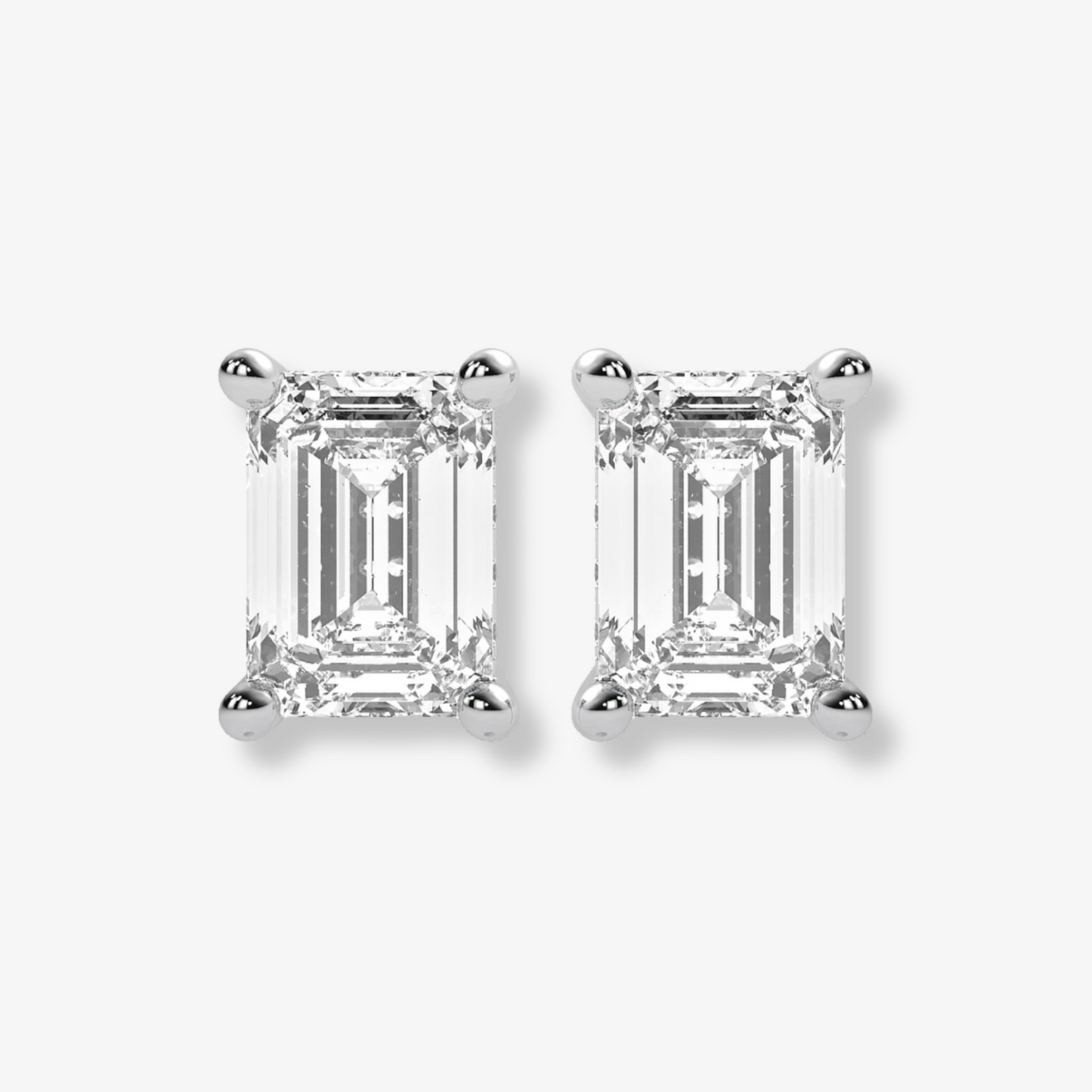 Comfort Fit Four Prong Emerald Cut Studs