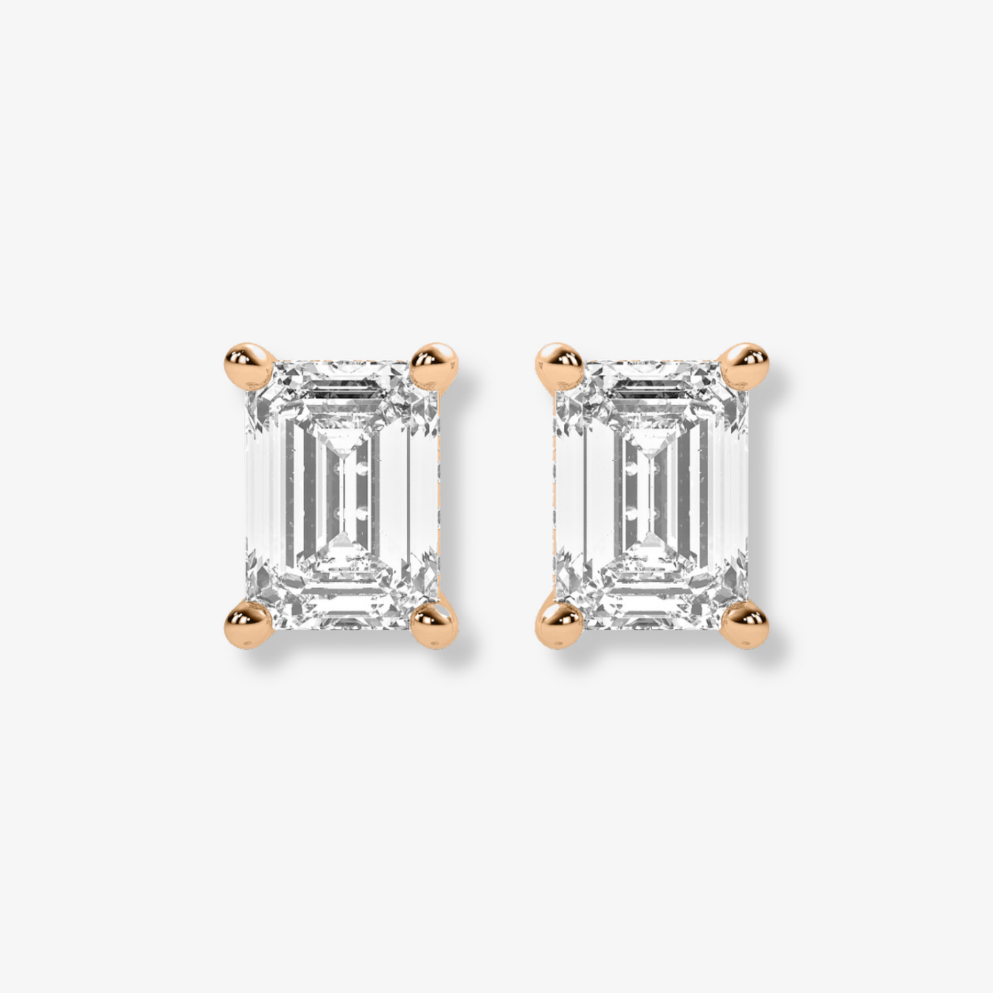 Comfort Fit Four Prong Emerald Cut Studs