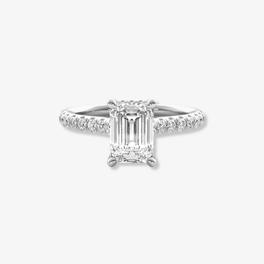 The Accent | Emerald Cut Lab Diamond Engagement Ring