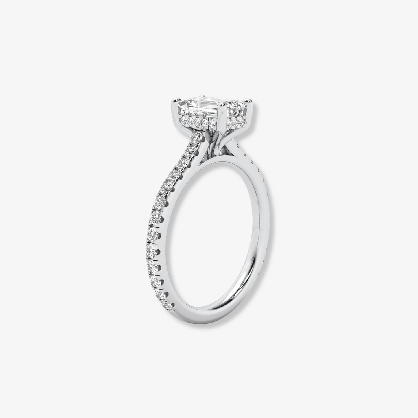 The Accent | Emerald Cut Lab Diamond Engagement Ring