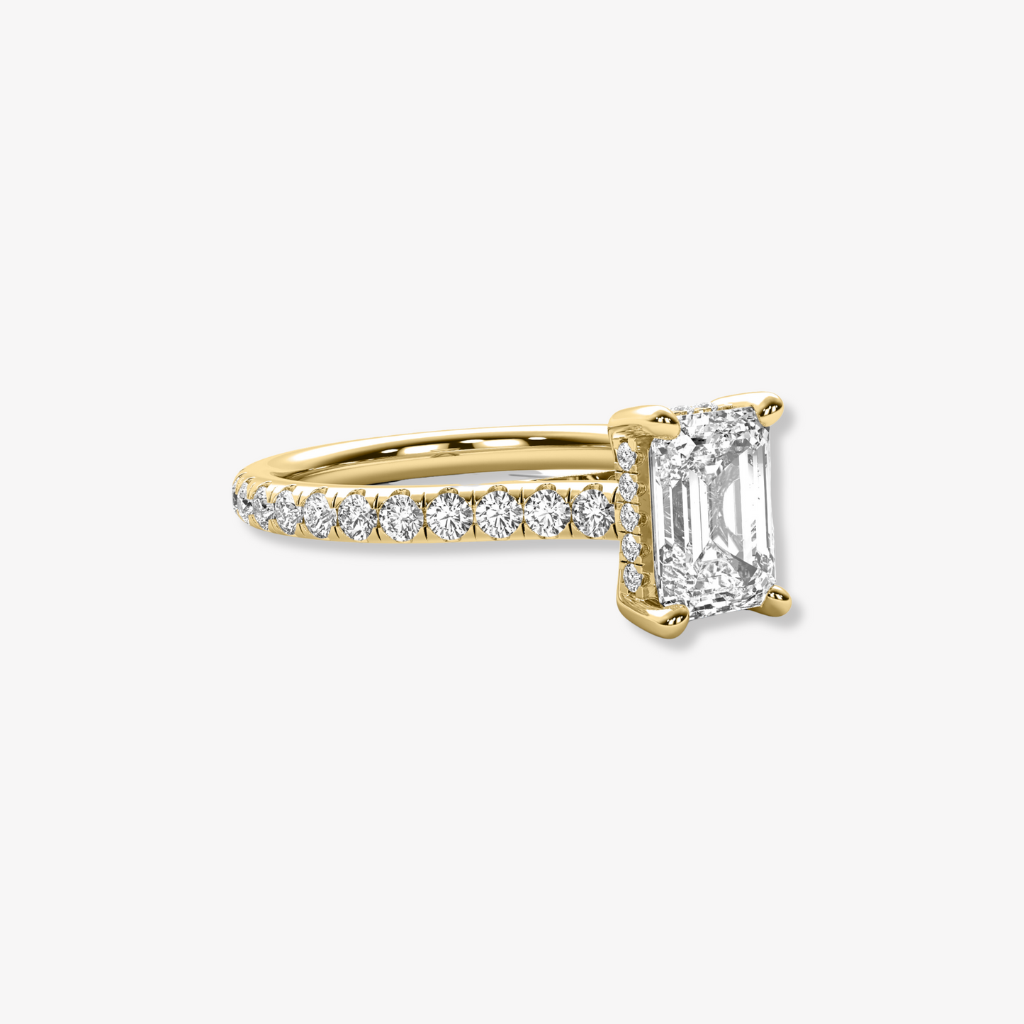 The Accent | Emerald Cut Lab Diamond Engagement Ring